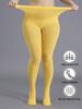 1 Pair Women Plus Size Yellow Sheer Tights Stretchy High Waist Pantyhose Stockings