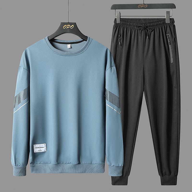 Sports Set Men's Round Neck Casual Two Piece Slimming Minimally Designed Sweatshirt Pants