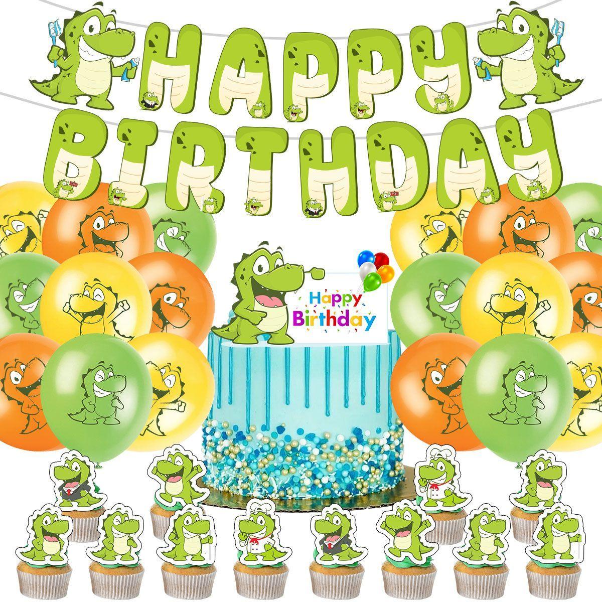 Crocodile Theme Birthday Party Banner and Balloon Set - Children s Birthday Party Decoration Crocodile theme