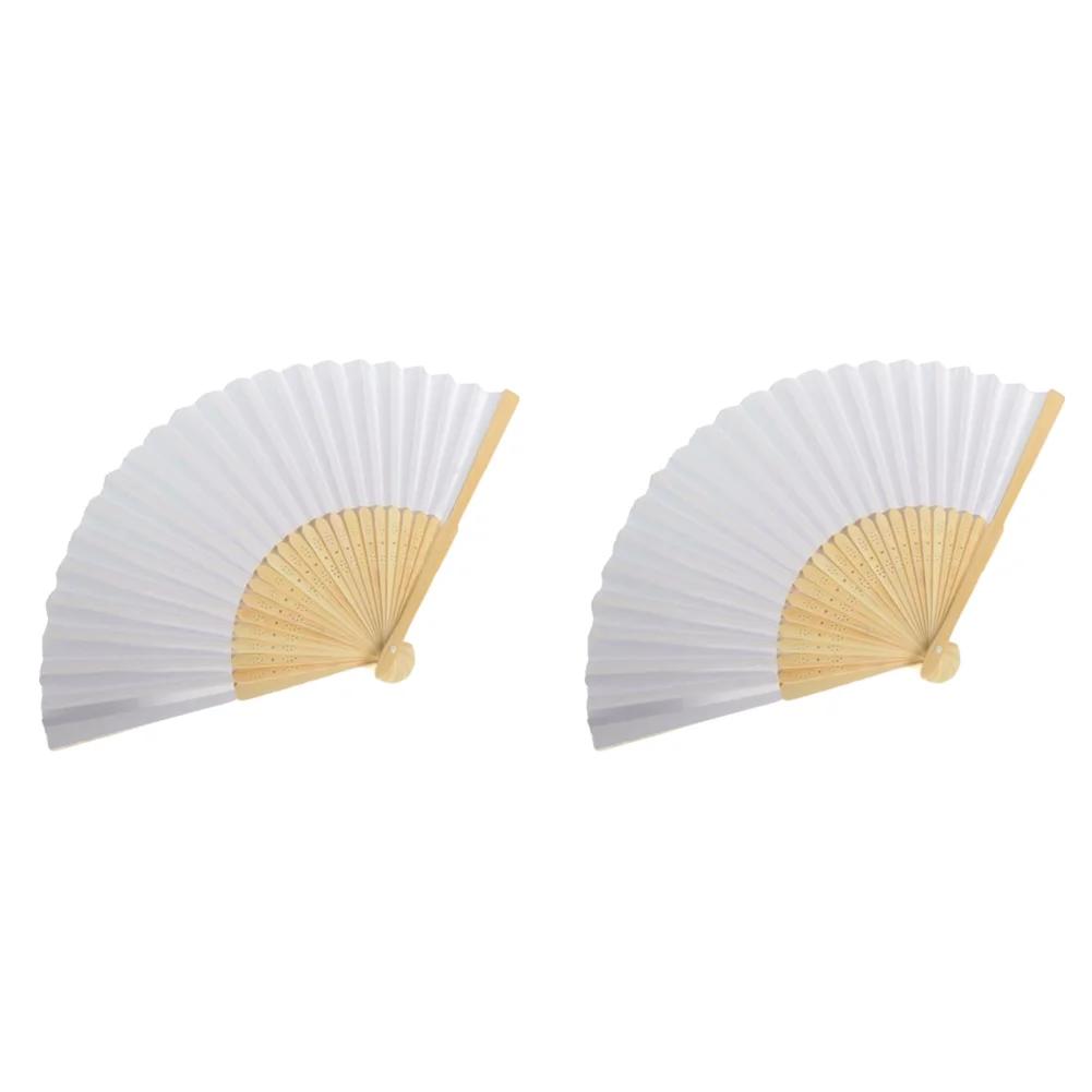 30-1pcs Blank White DIY Paper Bamboo Folding Fan Wedding Party Personalized Hand Practice Creative Fans for Calligraphy Drawing
