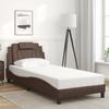 VidaXL Bed Frames with Headboard, Upholstered Bed with Cushion, Single Bed, Adult Bedroom Bed, Modern, Brown 90x200 Cm 3208070