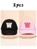 2pcs children's 26 letter cloth baseball cap, spring and summer for boys and girls, mesh breathable truck driver hat, sun hat