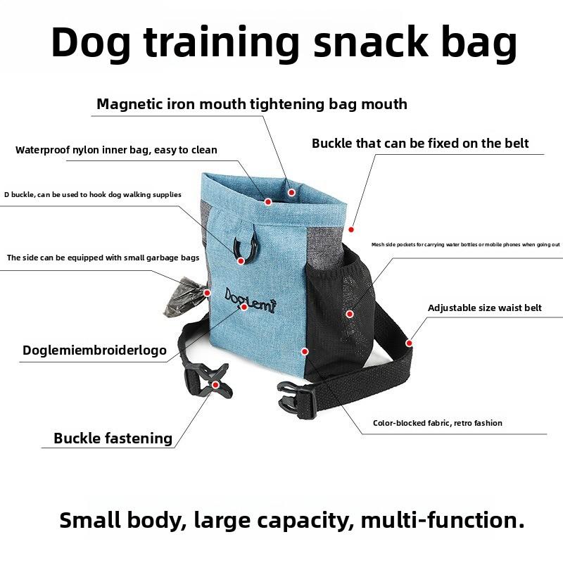 Waterproof Dog Training Treat Pouch Adjustable Waist Fanny Pack Snack Holder with Poop Bag Dispenser for Dog Walking