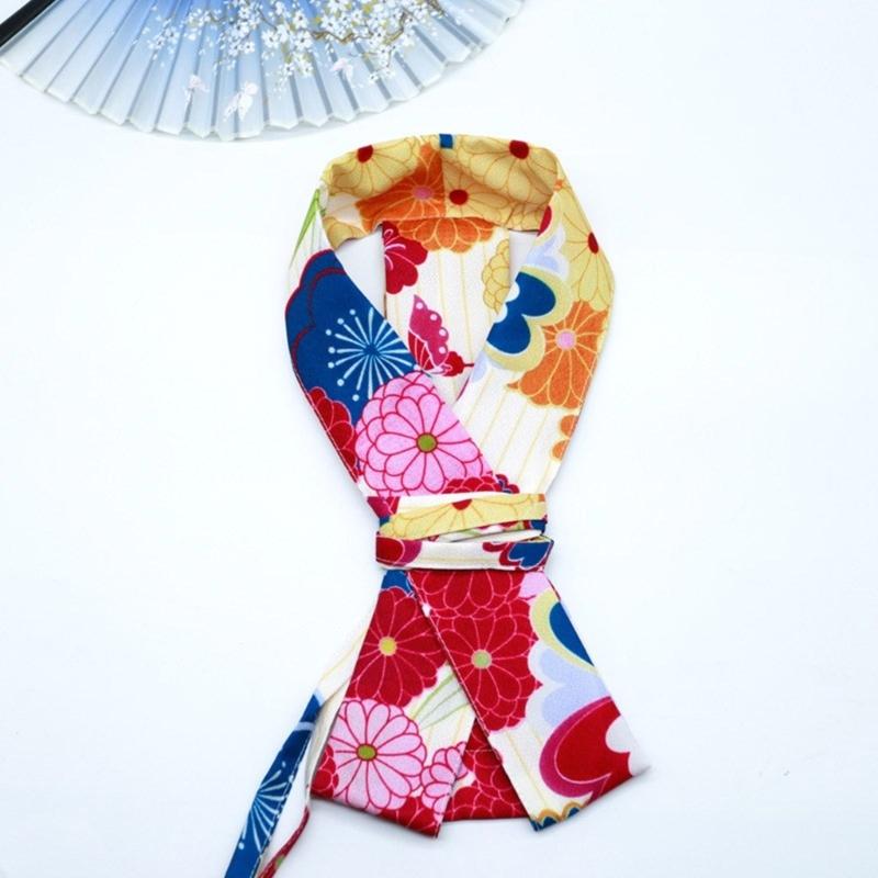 Women's Kimono Collar Support Accessory for Traditional Japanese Dress Core Collar Lining with Flower Print Kimono Belt