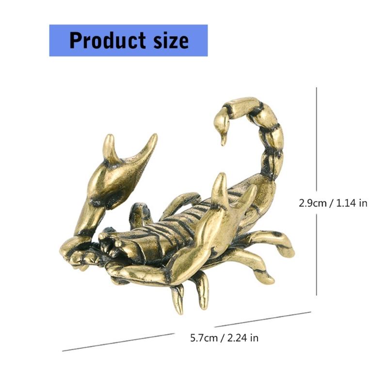 Antiqued Brass Scorpions Miniature Figurine Pen Holder Ornament for Business Gift Giving and Home Office Desktop Decors