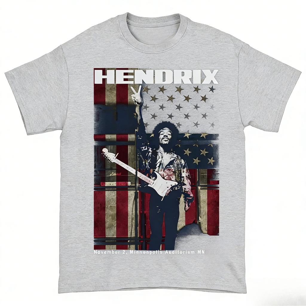 2026 Singer Jimi Hendrix 100Cotton Unisex Tshirt Minneapolis Auditorium Album Graphic Women Unisex Hip Hop Y2k Fashion Shirt