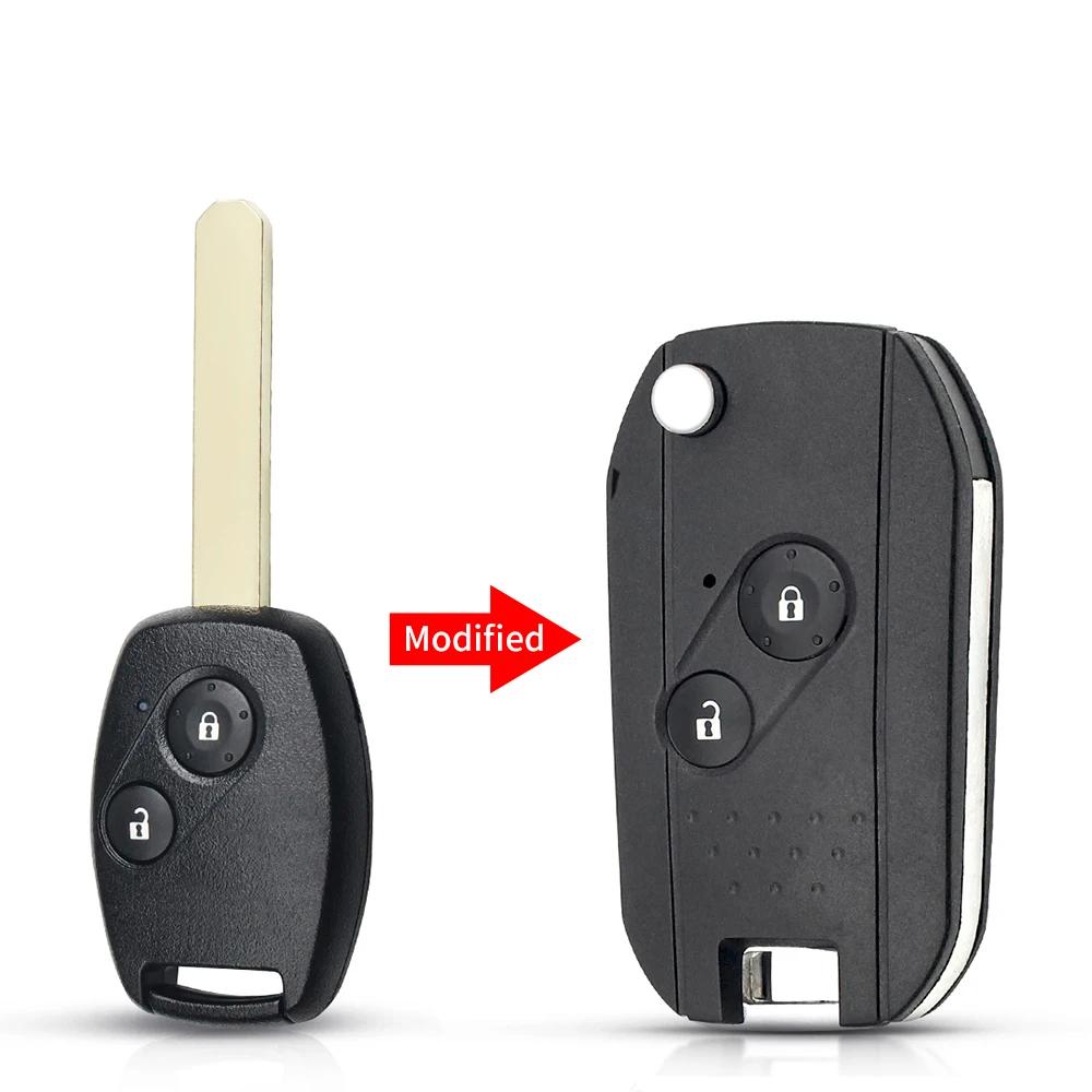 2/3/4Btn Modified Filp Remote Key Shell Fob Case For Honda Fit Crv Civic Insight Ridgeline Hrv Jazz Accord 2003-2013