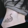 Minimalist Lines Leopard Tattoo Sticker Cold Lazy Waterproof Lasting Waist, Abdomen, Side Waist Exquisite Animal Pattern