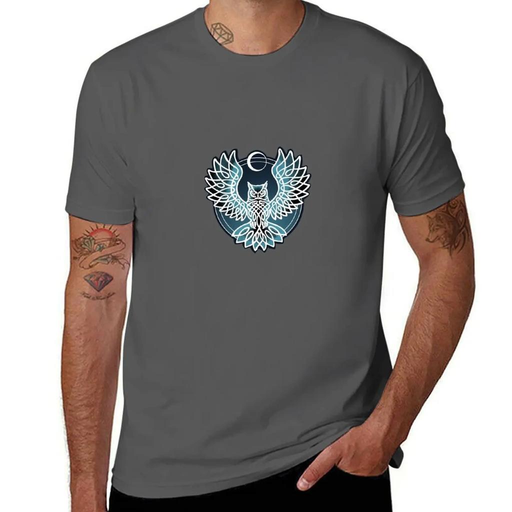 Crescent Moon Owl T-Shirt kawaii clothes Aesthetic clothing T-shirt men