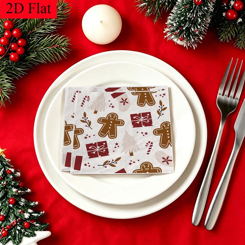 20pcs Disposable Napkins with Christmas Collection Pattern Print for Wedding,Parties,and Daily Use for Thanksgiving Fall Christmas Table Decoration
