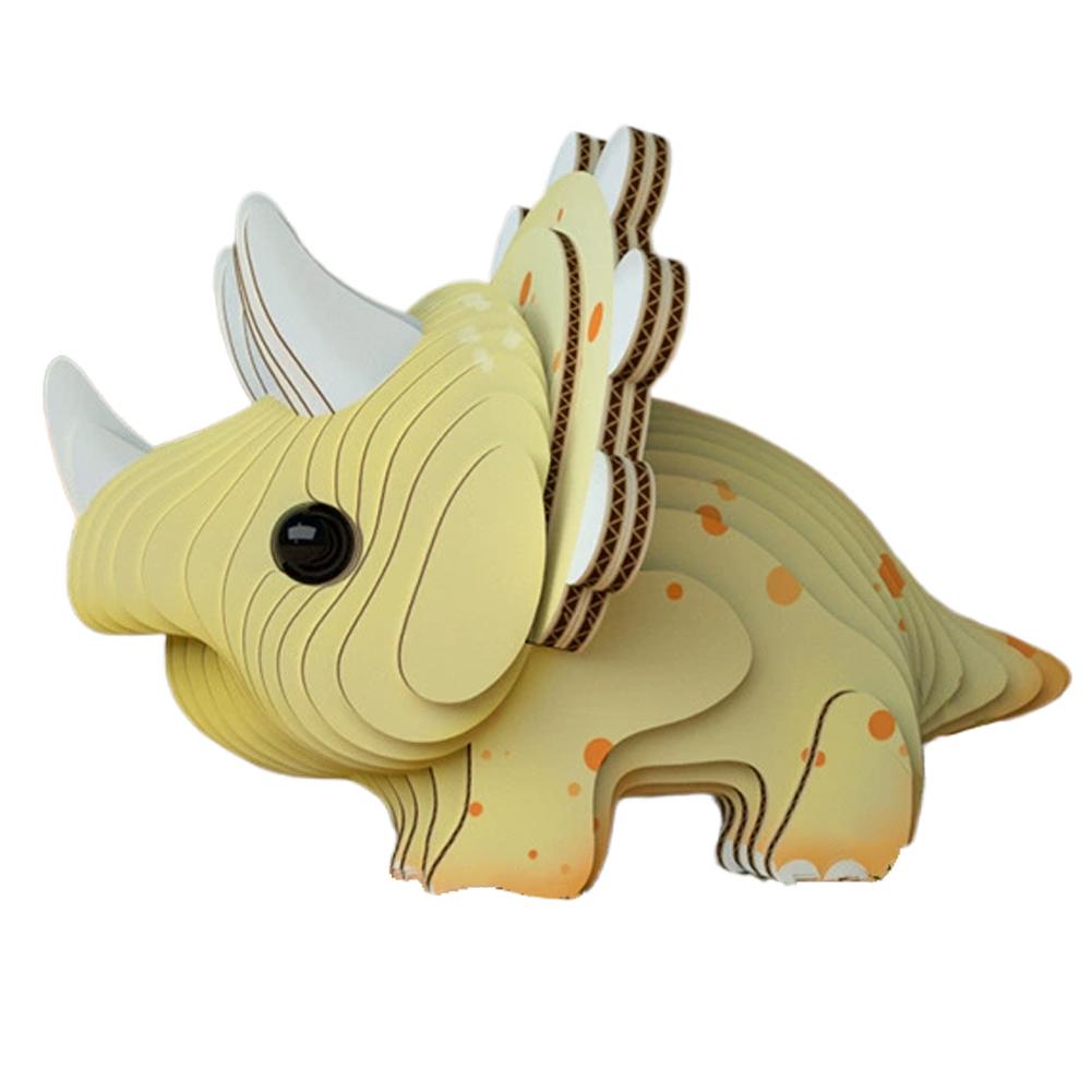 3D Dinosaur Puzzle for Kids DIY Creative Cardboard Animal Model Triceratops Assembly Toy Room Decor Birthday Gift