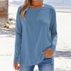 Women's Fashionable Casual Color Long Sleeved Round Neck Top Round Neck Top
