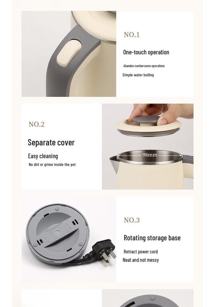 Compact 110V Electric Kettle for Home, Office, Hotel Use