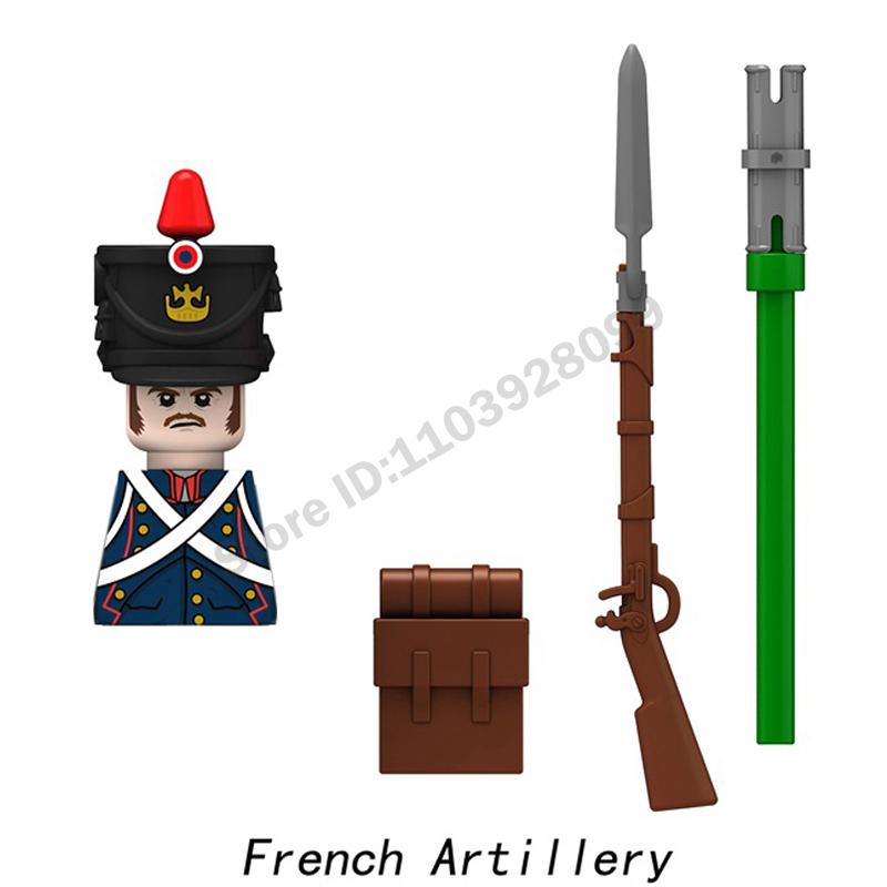 Middle Ages Military Napoleonic Wars Figures Building Block British French Prussia Infantry Knight General Duke Characters Brick