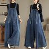 Oversized Blue Denim Overalls Female Commuting Versatile Jumpsuit Pants Autumn Trend Wide Leg Straight Jean Trousers