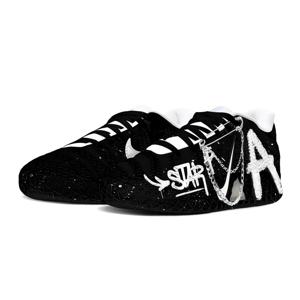 Nike Ja Morant 3 Nero Bianco Graffiti Festival Mesh, Tessuto, Pelle Sintetica Ammortizzazione Resistente all'Abrasione Basse HF2794-101(Team1940-)