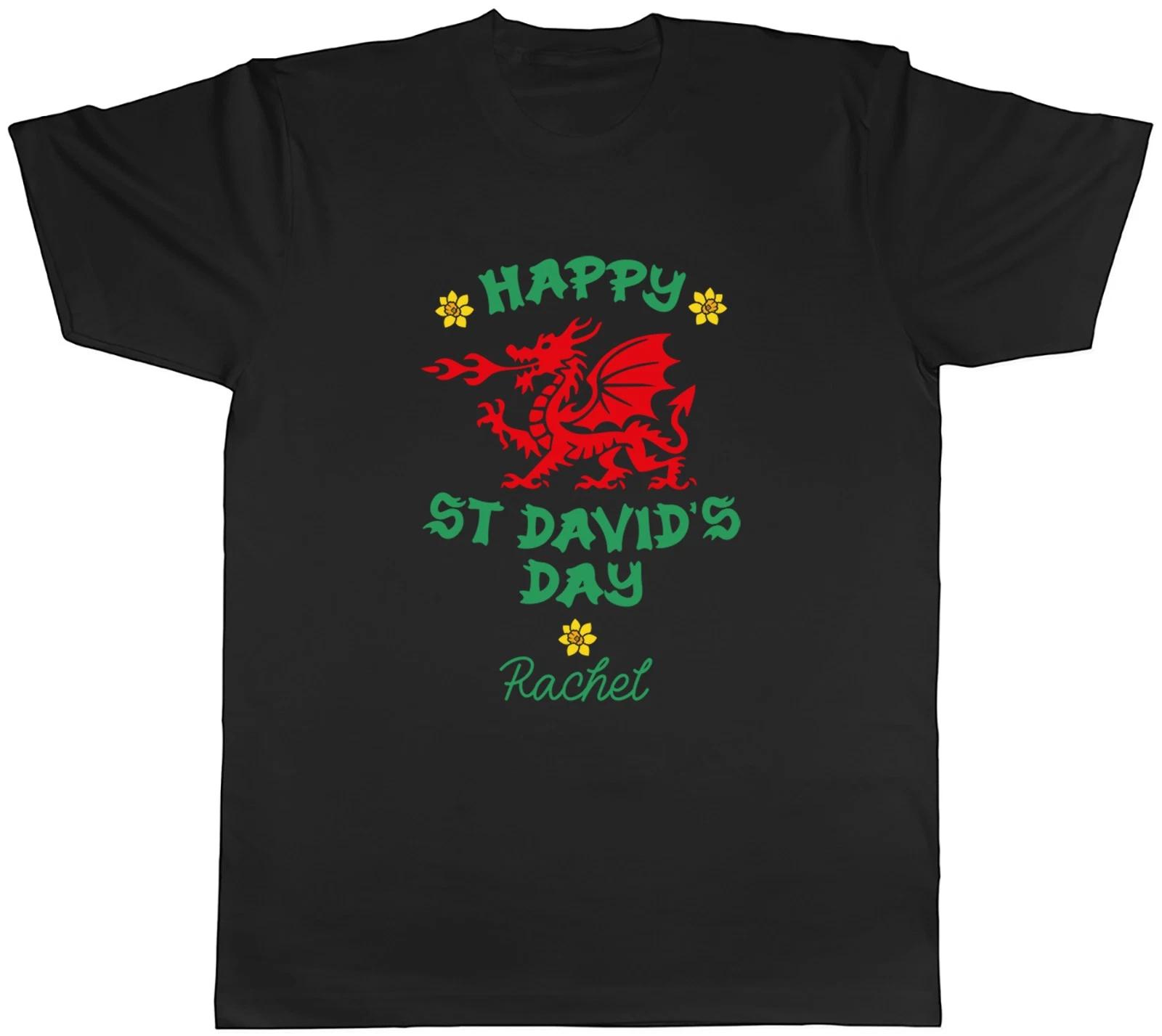 Personalised Happy St David s Day Dragon Daffodil Mens T-Shirt Tee Gift Top M