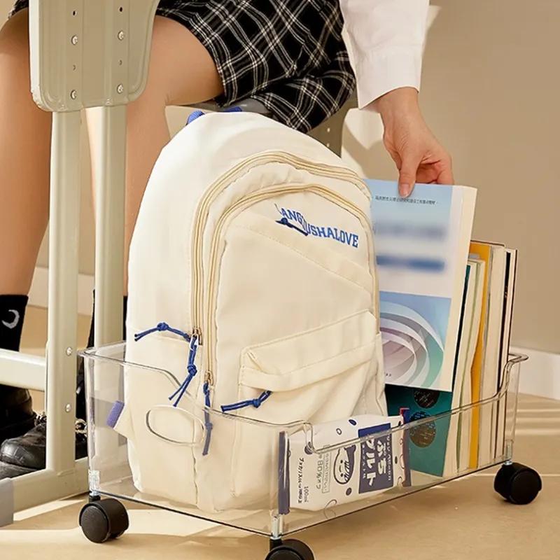 Movable and Portable Book Storage for High School and Middle School Students' Homework Storage Box with Wheels for Classroom Storage