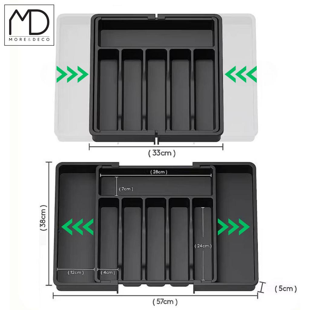 Kitchen Drawer Organizer for Cutlery, Extendable Kitchen Insert, Black