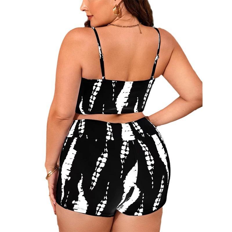 2025 Plus Large Size Ruffle Bikini Floral Swimwear Women Trim Tie Front Swimsuit Female High Waist Swimming Bathing Swim Suit