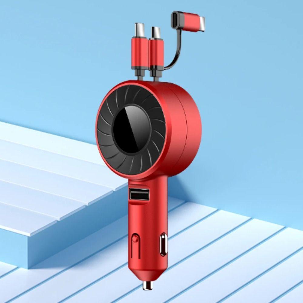 

3 IN 1 Retractable Car Charger Retractable Car Fast Charger Adapter 3 in 1 Car Charger Car красный
