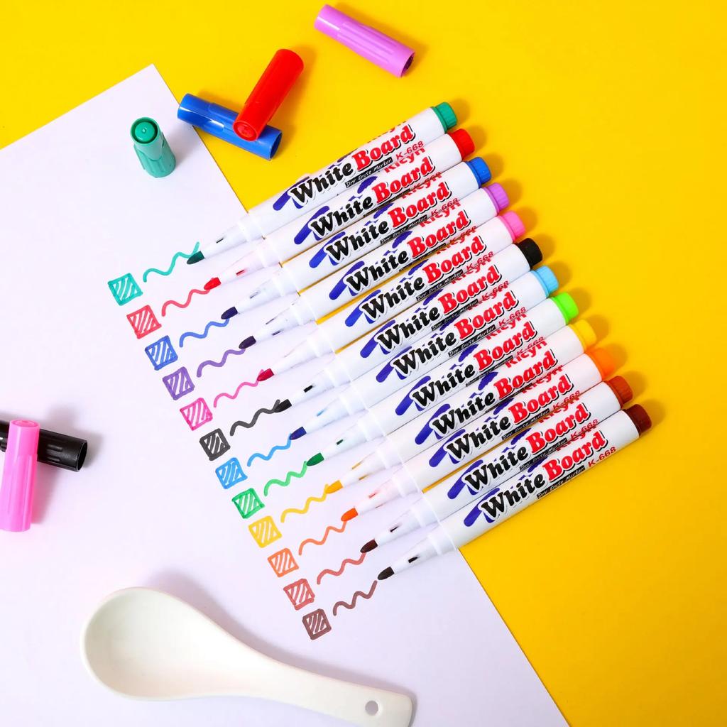 8/12 Colors Magical Water Floating Student Painting Brush Whiteboard Markers Pen Suspension Kids Educational Painting Pen Toys
