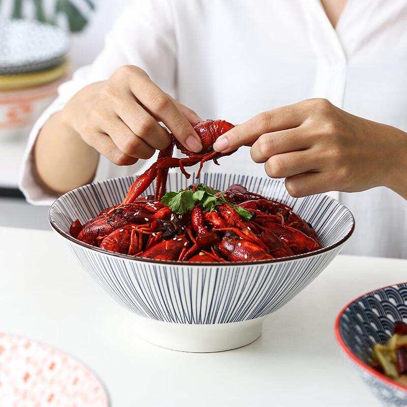 Nordic Underglaze Ceramic Ramen Noodle Soup Bowl Set