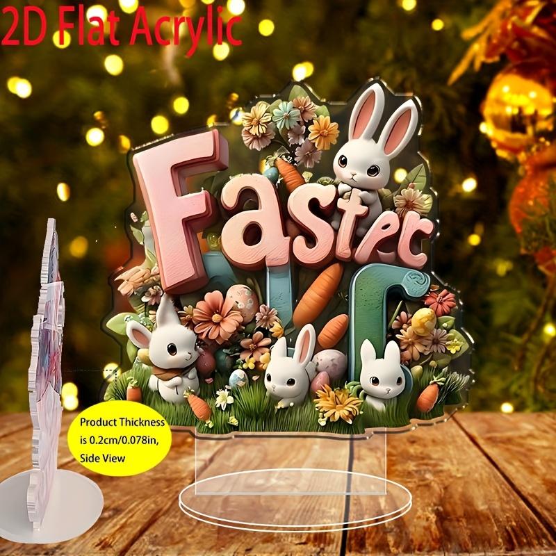 2D Flache Böhmische Stil Acryl Osterei und Hase Thema Schreibtischdekoration, Geeignet für Wanddekoration, Veranda, Zimmer, Villa, Akzente Zuhause, Flur