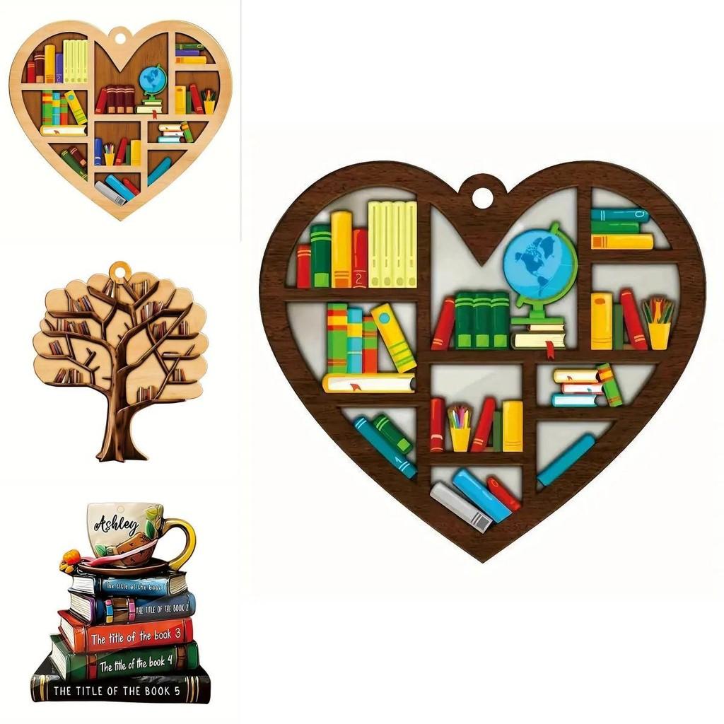 Adorable Cartoon Themed Book Lover Ornament Vintage Acrylic Car Interior Decor