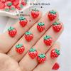 50Pcs New Cute Resin Mini Red Strawberries Series Flat Back Manicure Parts Embellishments For Hair Bows Accessorie