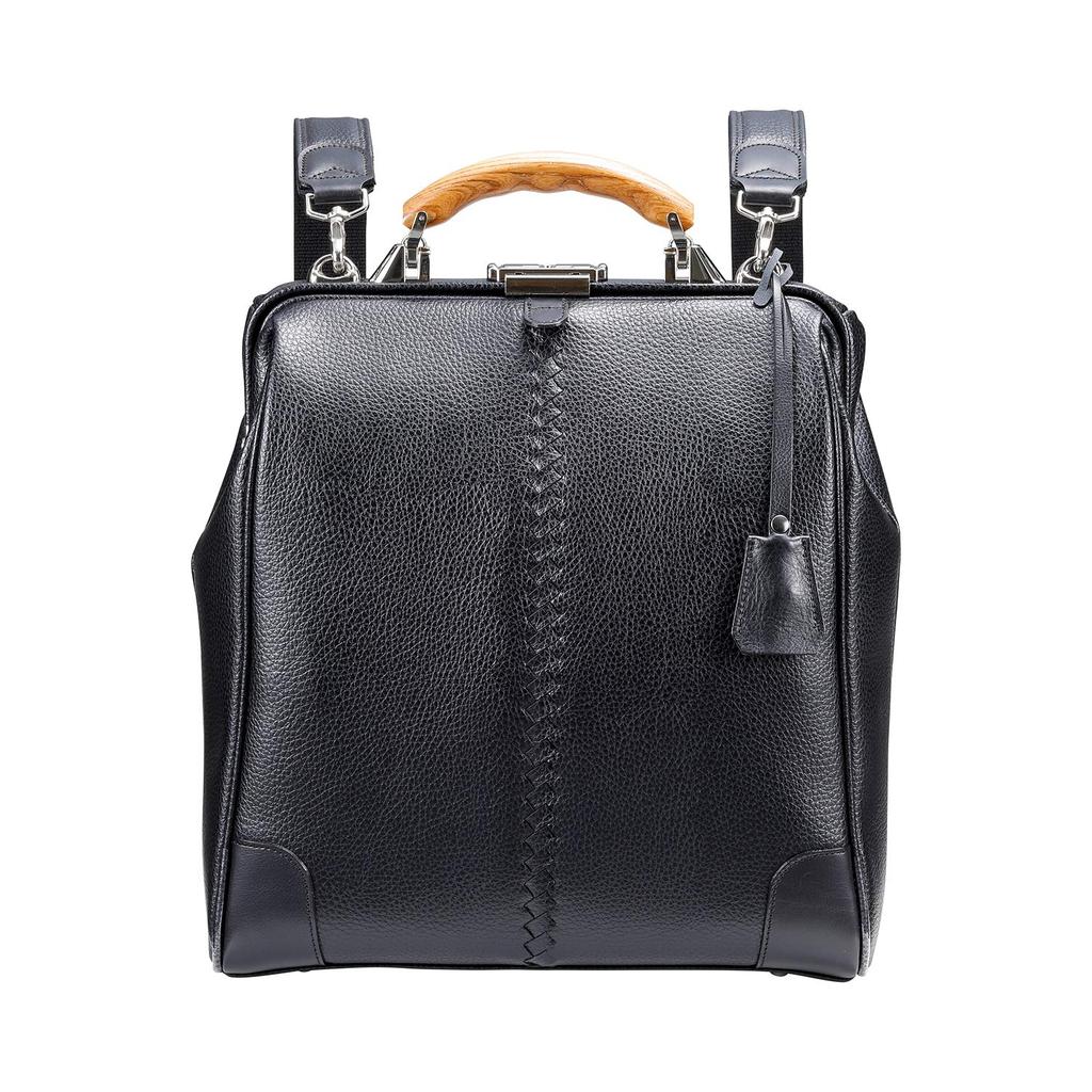 YOUTA ELK Toyooka Bag Dulles Bag, Made In Japan with Synthetic Leather, Vertical, Medium, Black