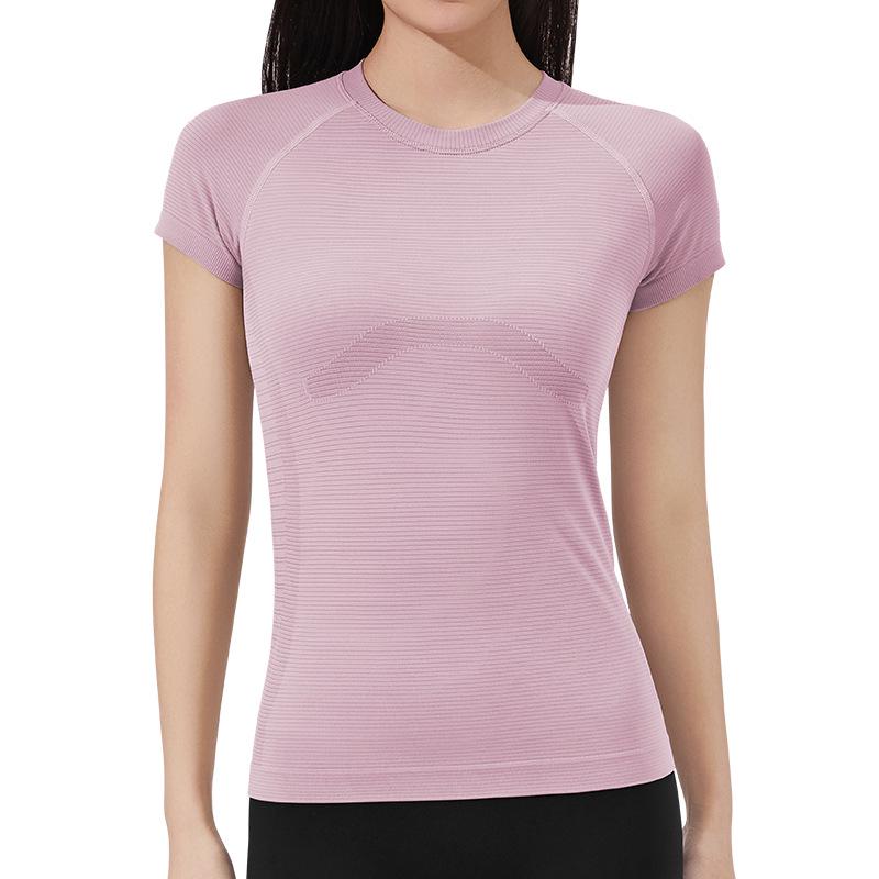 

Женский спортивный топ с коротким рукавом: Дышащий, Утягивающий, Высокоэластичный для йоги, пилатеса, бега, тренировок и повседневной носки. Large розовый