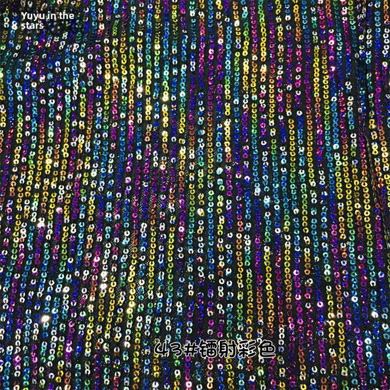 Sequin Bead Embroidery Elastic Mesh Fabric for DIY Sewing Stage Costumes Dress Scarf Clothing Fashion Cloth By The Meter