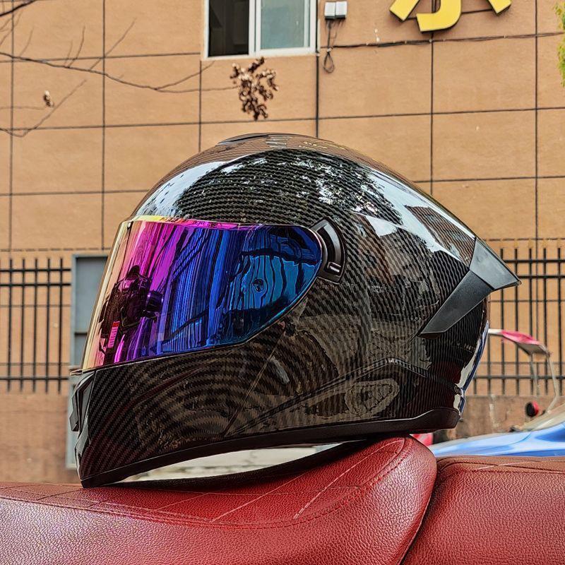 Certified Men's Bluetooth Full-Face Motorcycle Helmet with Trendy Horns for All Seasons.