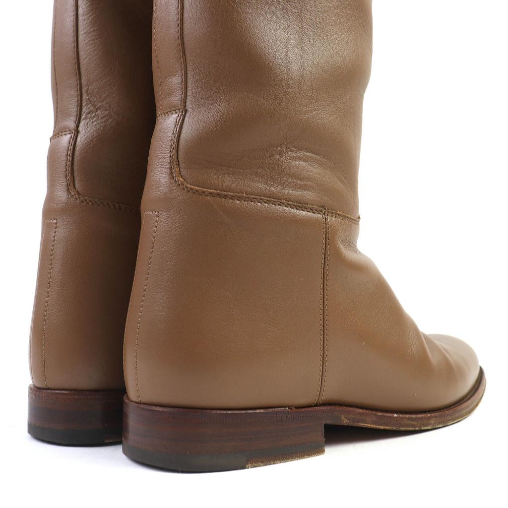 Great HERMES Knee-high boots jumping boots Kelly Buckle Leather Brown Women 35 Used