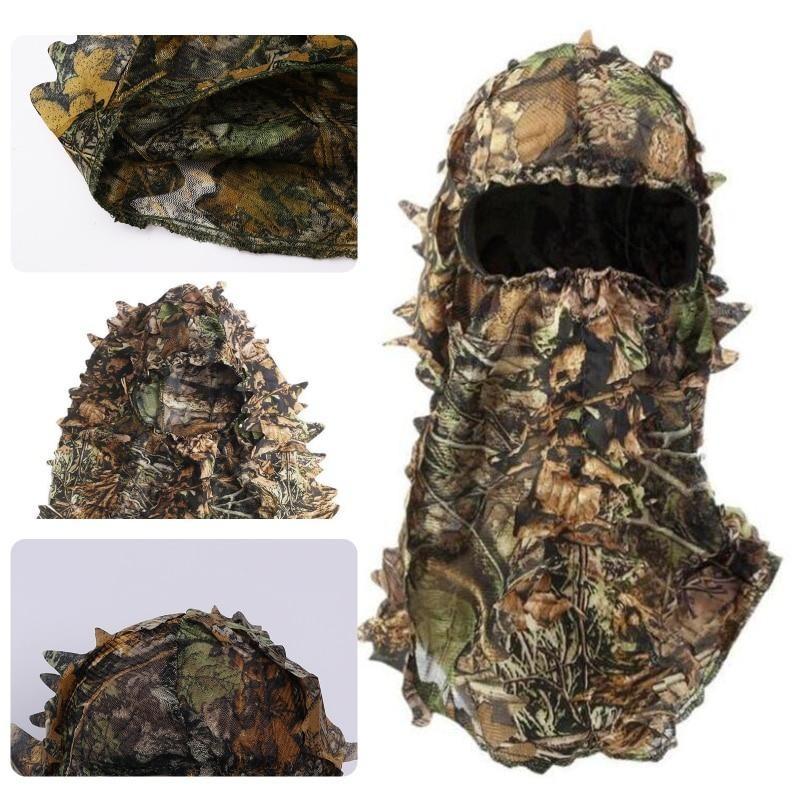 Strój ghillie Ghillie kamuflaż liściasty kapelusz 3D pełna maska nakrycia głowy turcja Camo Hunter akcesoria myśliwskie