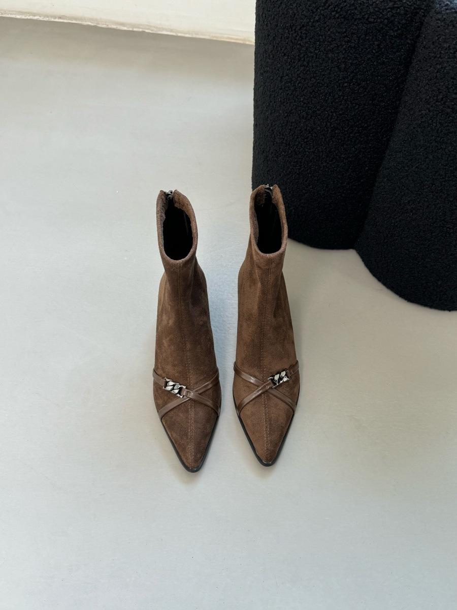

Korean version of retro square head thin heel short boots for women 2025 autumn and winter new versatile and thin elastic thin boots fashion boots for 39