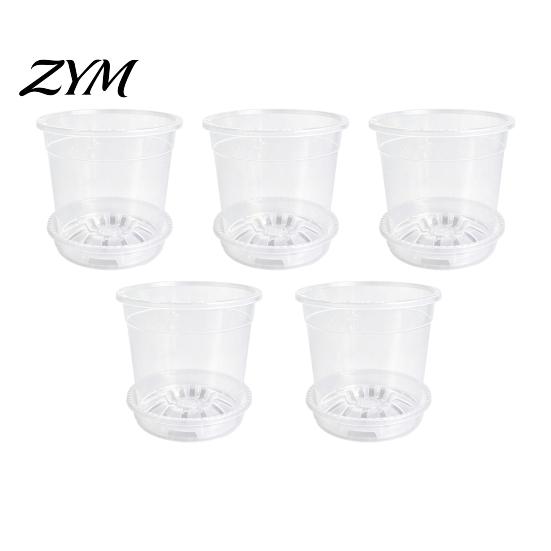 Breathable Plant Pots for Rootlets Clear Plastic Orchid Pot with Saucer, Repotting Supplies Drainage Holes, Ventilated Flower Rose, Phalaenopsis,