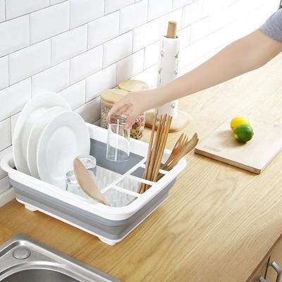 Faltbarer Geschirrständer, Küchenaufbewahrung, Wasserleckage, Kunststoffgeschirr, Schüssel, Geschirr, Abtropfschale, Tablett, Home-Trockenständer, waschbar