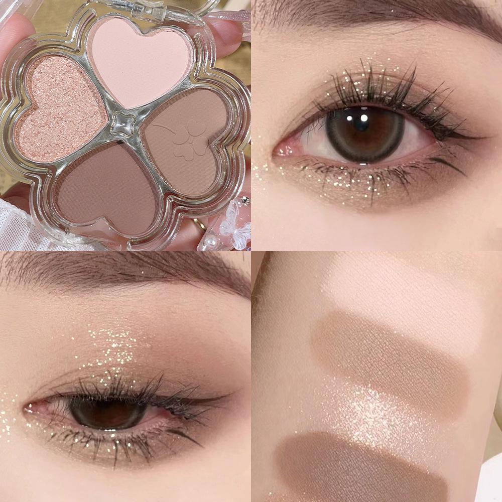 

Beginner-Friendly Four-Leaf Clover Eyeshadow Palette: Matte Earth Tones, Long-Lasting, Easy to Apply for Women.