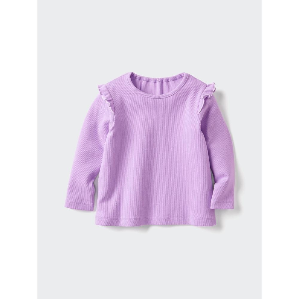 

Uniqlo BT с круглым вырезом и длинным рукавом с оборкой 00 WHITE/BABY 80