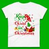 Halte Christus in Weihnachten Damen T-Shirt Herren Oberteile T-Shirts Unisex Weihnachtswichtel hält Baumspitze