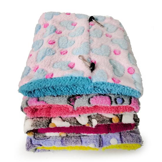 Pet Bird Parrot Plush Heart Print Warm Soft Hanging Hammock Sleeping Bed Nests