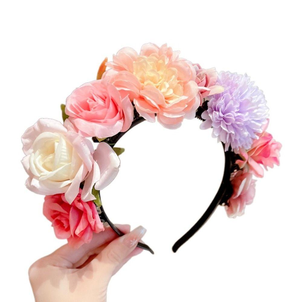 Simulation Flower Floral Garland Hair Hoop Hair Ornaments Children Flower Headband Headress Colorful Bridal Crown Photograph