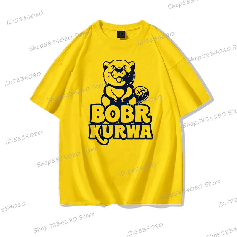 Bobr Kurwa Cotton Short Sleeve Tshirt Women Unisex Clothes Funny Kurwa Bober Cartoon Tee Shirt Harajuku Y2k High Quality Loose Tee