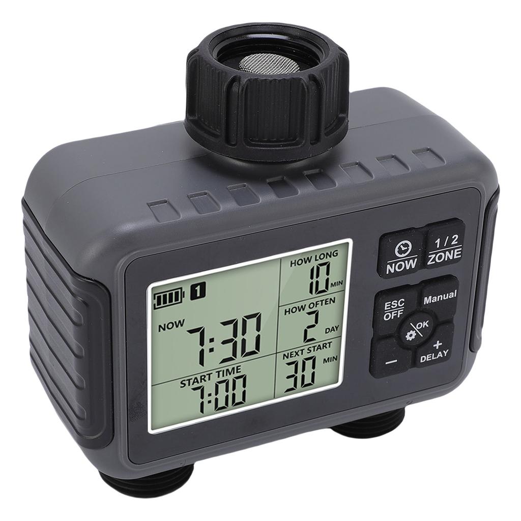 Automatic Irrigation Timer LCD Display 3/4-1/2 Inch Faucet 2 Zone Watering Timer for Outdoor Garden