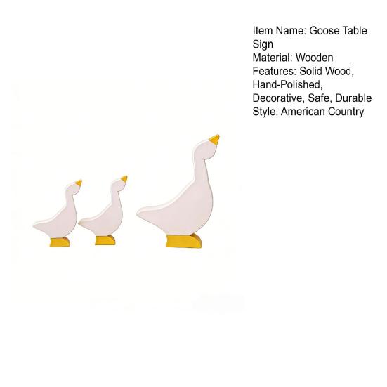 3Pcs Goose Wood Table Sign, Nordic Style Minimalist Solid Wood Decorative Ducks Set, Tabletop Centerpieces for Home Office Kids Room Shelf Decor
