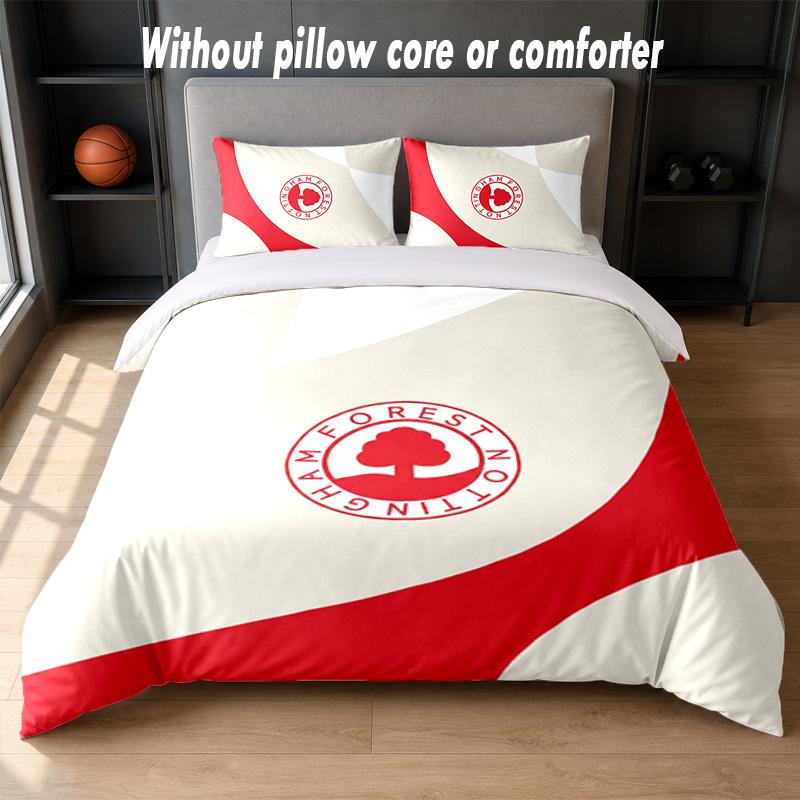 Nottingham Forest Football Design Bed Bedding Set 1 Duvet Cover + 2 Pillowcases Soft Breathable Household Bed Linens