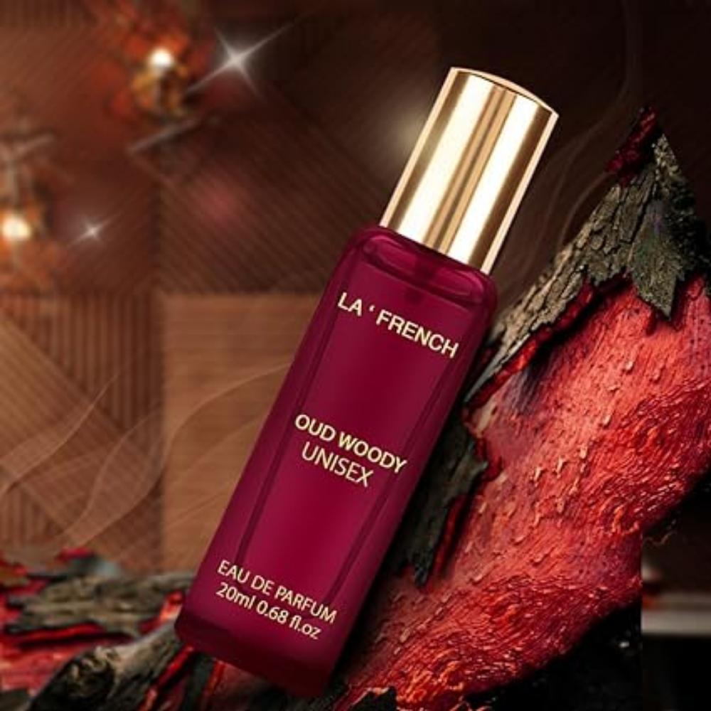 La French Oud Woody Eau De Parfum Unisex Perfume for Men & Women | with Amber Oud Sandalwood |Woody Long Lasting EDP Fragrance Scent, 20 ML