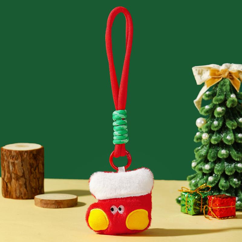 Cute Cartoon Christmas Plush Pendant Lanyard Keychain Kawii Plush Little Doll Backpack Handbag Pendant Decoration Accessories